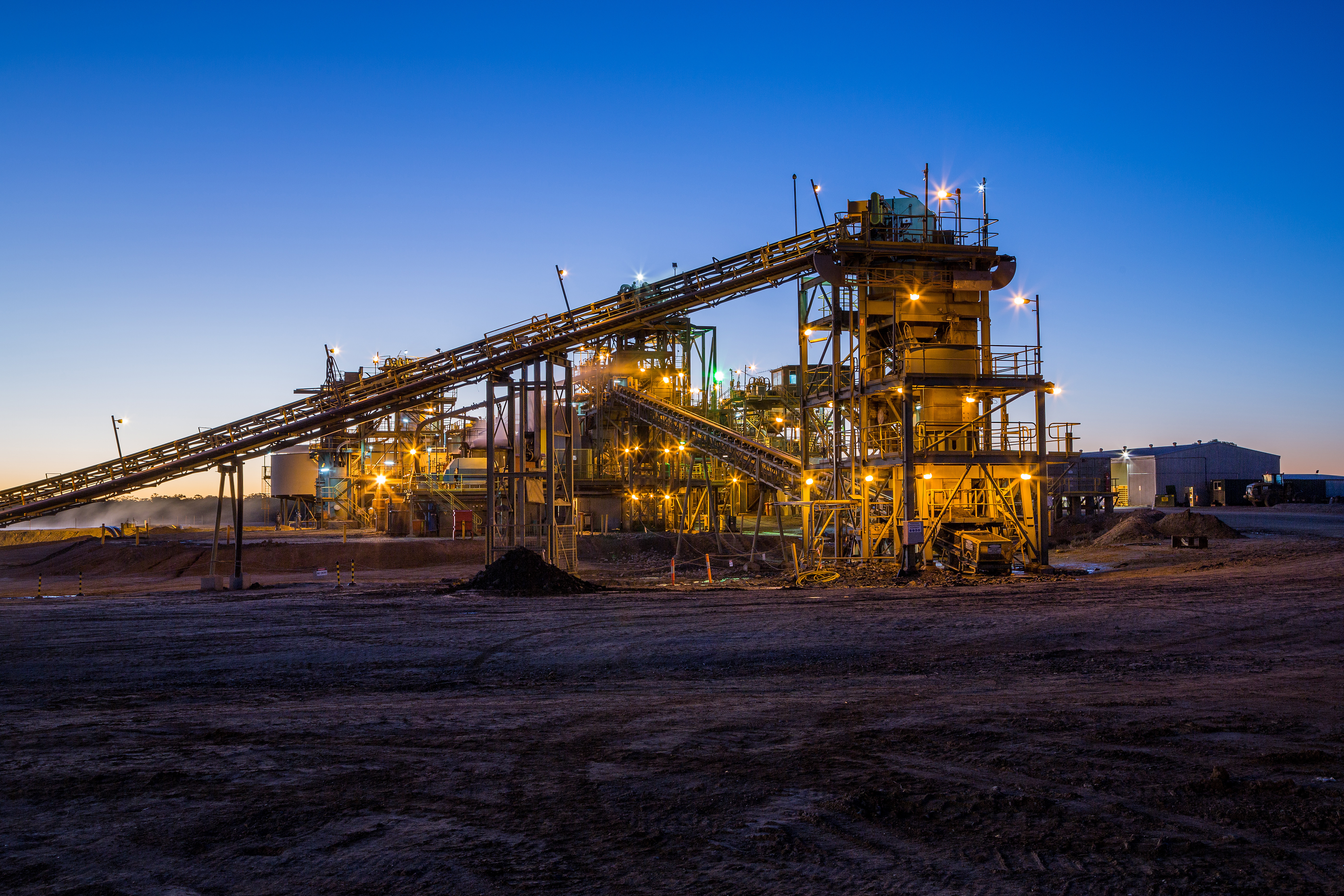 refinery Night mine head in NSW Australia